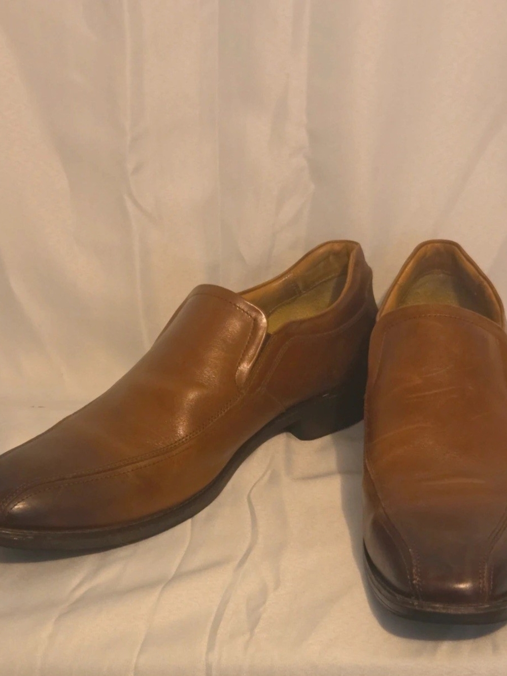 Johnston & Murphy Men's 13 Brown Leather Slip-On Square Toe Oxford Dress Shoes
